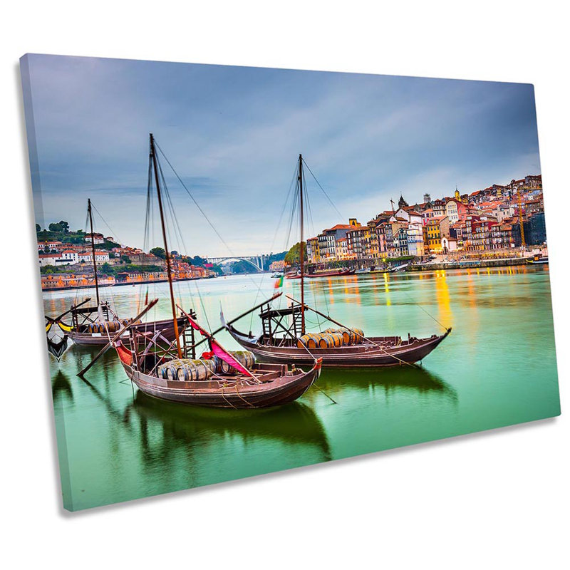 Porto Portugal Marina - Wrapped Canvas Print, 81.3cm H x 121.9cm W x 4cm D