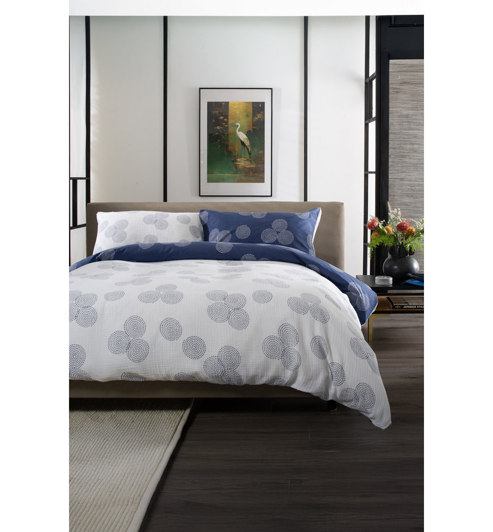 Hyogo Luxurious Japanese Inspired Print 100% Cotto Cotton Duvet Cover Set Set