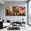 Ensemble d'impressions murales sur toile fantaisistes et sci-fi avec paysage urbain avec engrenages et dirigeables Steampunk-1418378596