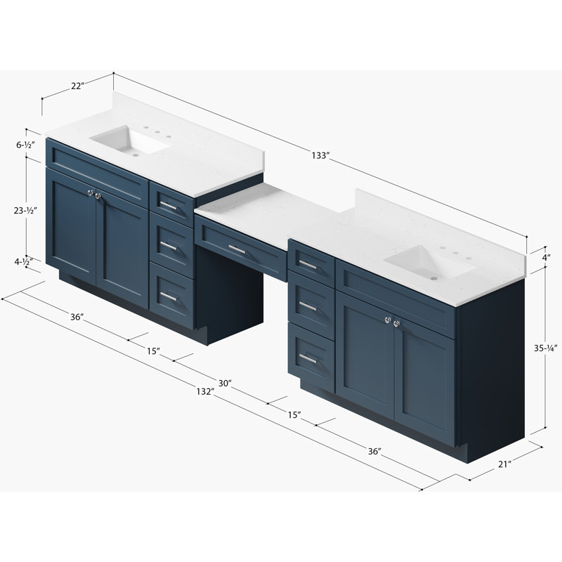Meuble-lavabo double Disar, Bleu