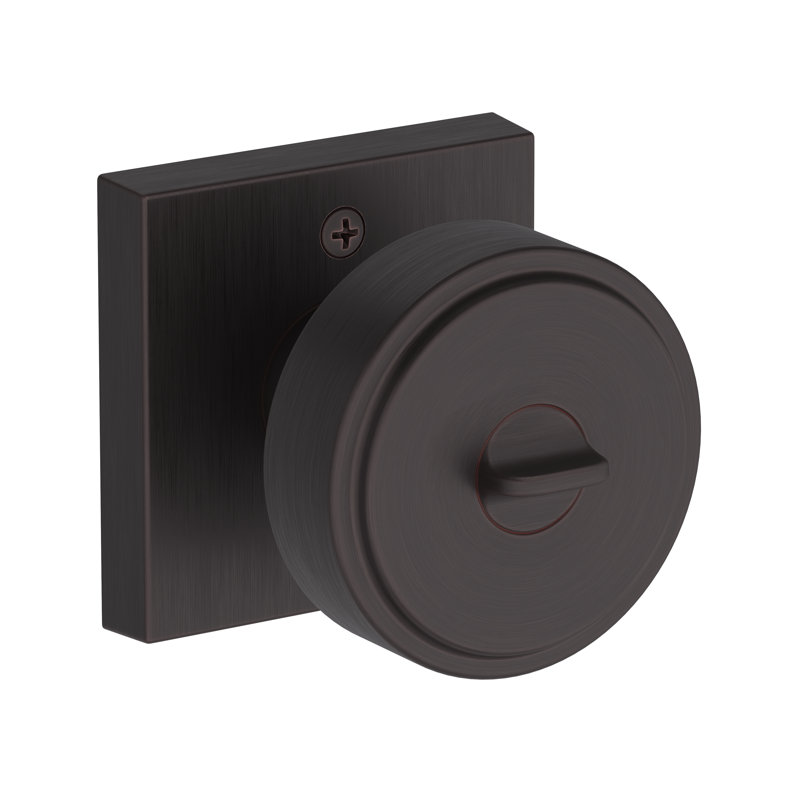 Vashon Keyed Entry Knob with Contemporary Square Rose in Polished Chrome, Venetian Bronze