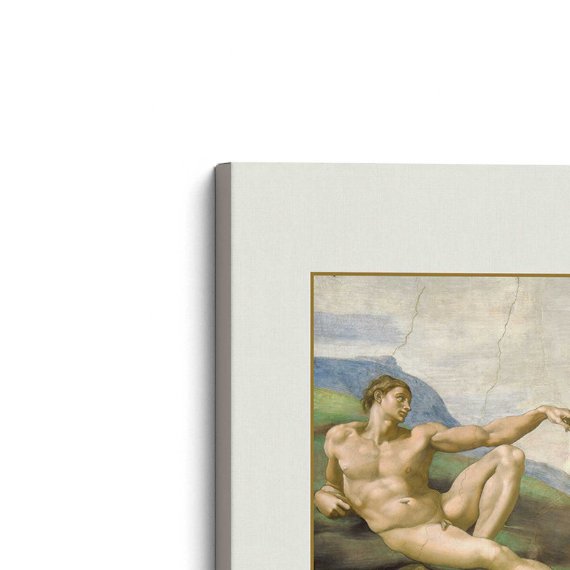 La création d'Adam par Michel-Ange, reproduction sur toile dans un cadre, H 12 po x l 18 po, Érable américain