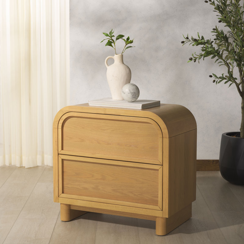 Table de chevet 2 tiroirs Tosheba, Naturel