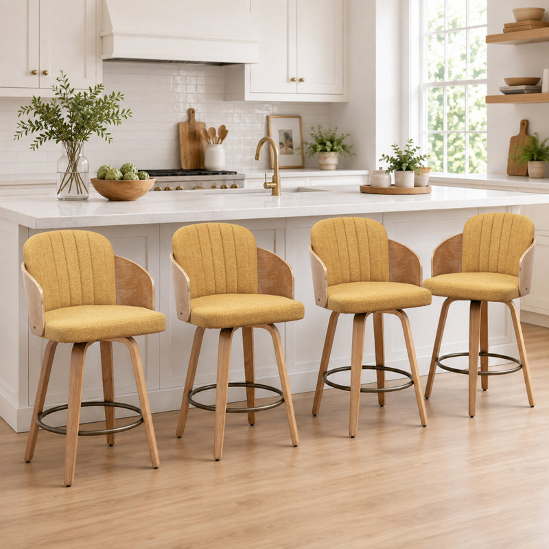 Tabourets de bar Tyandra, Jaune, Tabouret de bar (siège d'une hauteur de 30,12 po)