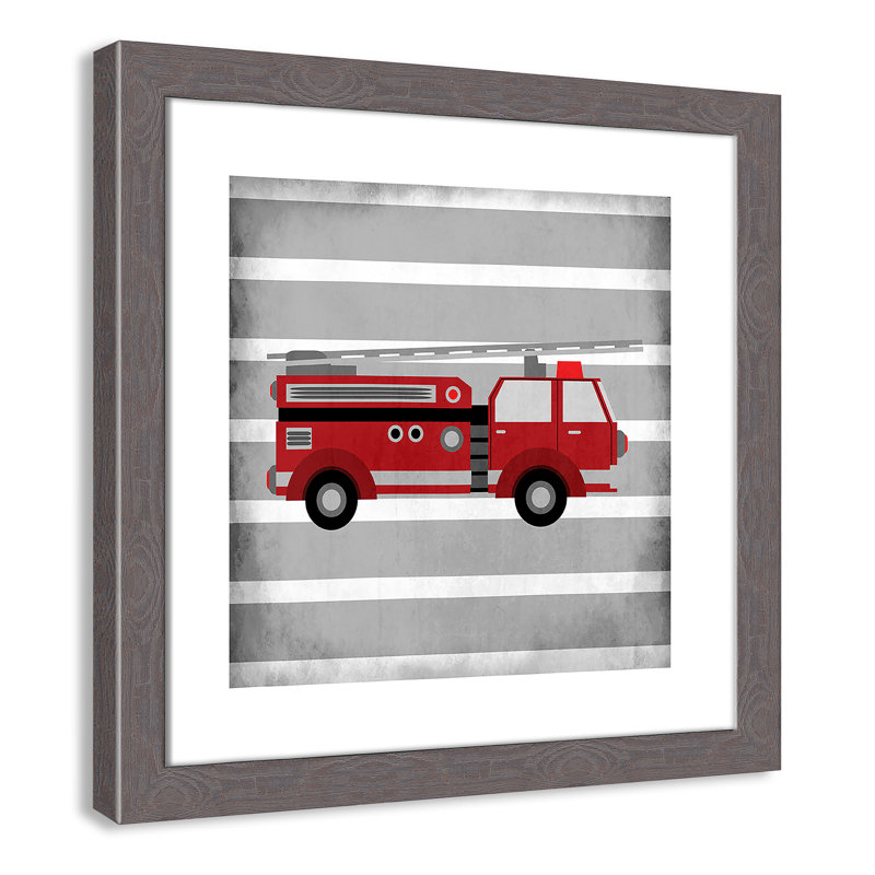In Red 1' Wall Decal, 16" H x 16" W x 0.6" D, Grey Woodgrain Flat Framed