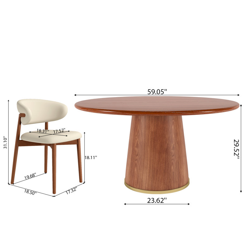 7- Piece Round Solid Wood Dining Set