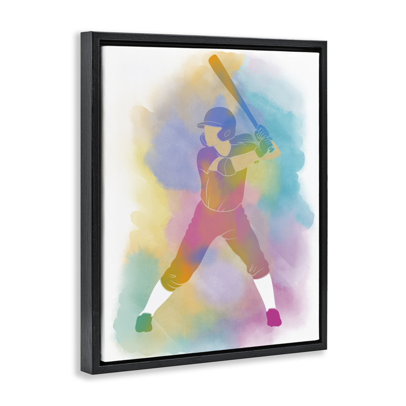 Cadre flottant coloré Sports Baseball, design par Marcus Prime, Cadre flottant noir de jais, H 21 po x l 17 po