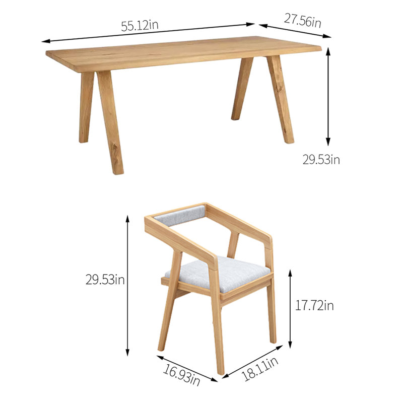 Rectangular Dining Set, H 29,53 po x L 55,12 po x l 27,56 po