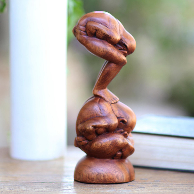 Sculpture Rossa Double Yogi et bois
