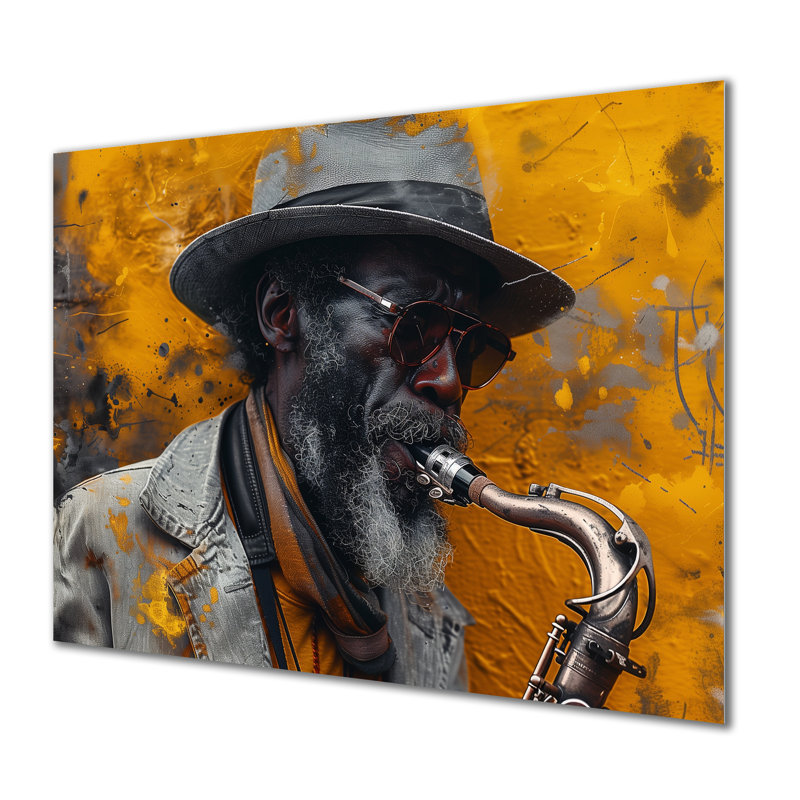 Gris gris, musique, Harlem, blues, saxophone I - décoration murale musicien, Sans cadre, métal, H 24 po x l 32 po