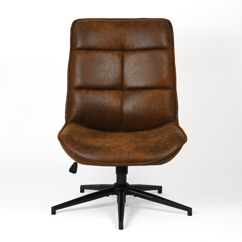 Maisee 26'' Wide 360° Swivel Side Accent Chair for Living Room, Brown Suede