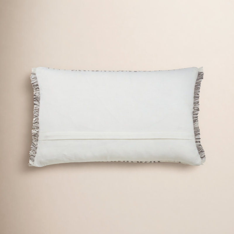 Housse et insert de coussin rectangulaire Carey, Plumes, Gris / ivoire