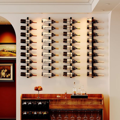 3 Pack 12‑Bottle Wall Wine Rack, Total Holds 36 Bottles, DIY Wine Rack Wall Mounted, Wall Mounted Wine Rack, Display Holder Used as One or Four, for Kitchen, Dining Room, Bar, Wine Cellar