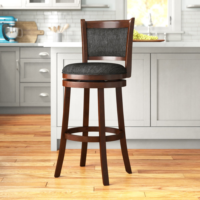 Tabouret pivotant Leda, Gris foncé, Tabouret de bar (siège d'une hauteur de 29,94 po), Cerisier