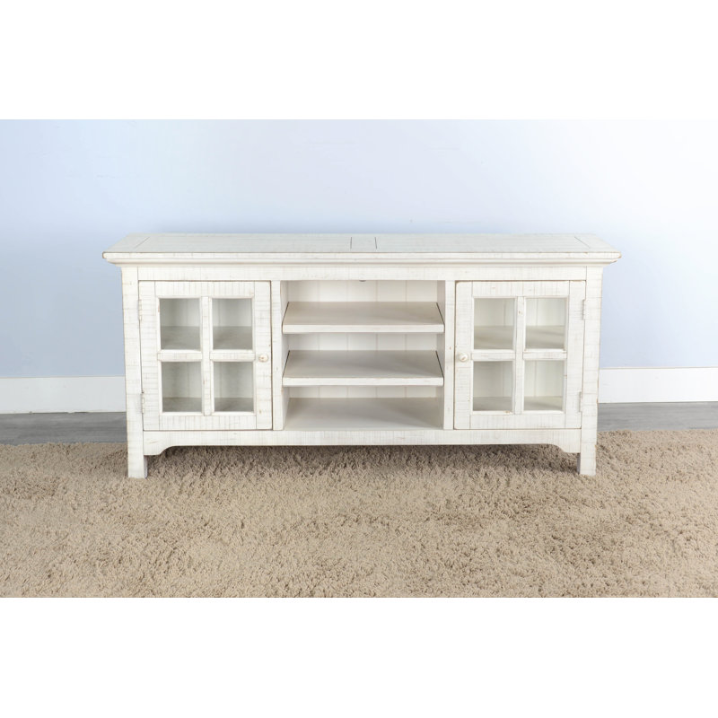Crédence de rangement en bois massif Brijette, Blanc