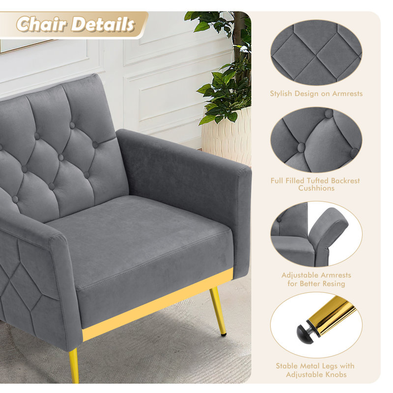 2 - Piece Velvet Living Room Set, Gray