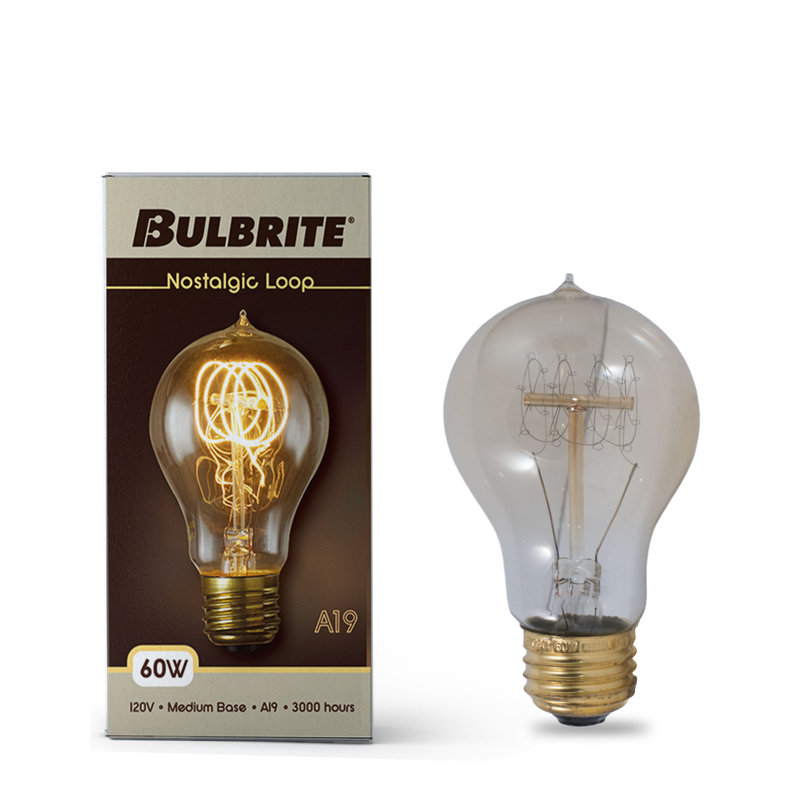 60 watts, ampoule incandescente A19 à intensité variable antique A19 (2200K) / culot moyen (standard) E26