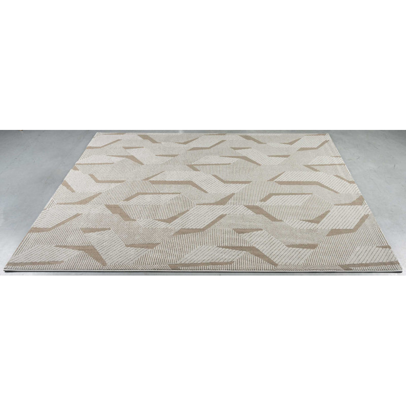 Power Loom Polypropylene Beige Rug, Rectangle 133 x 195 cm