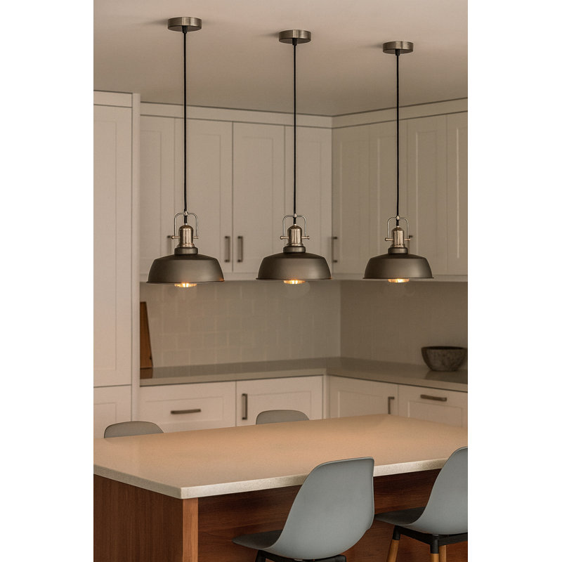 Lavenia 1 - Light Pewter Grey Metal Dome Pendant
