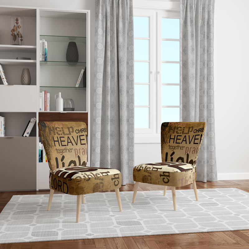 Upholstered Floral Side Chair - Modern floral Accent Chair, Floral Brown Polyester Blend 2