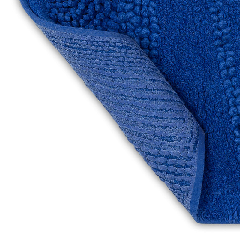 Laverne High/Low Stain/Fade Resistant Non-Slip Machine Washable Bath Mat, Fiesta Cobalt, 27" W x 45" L