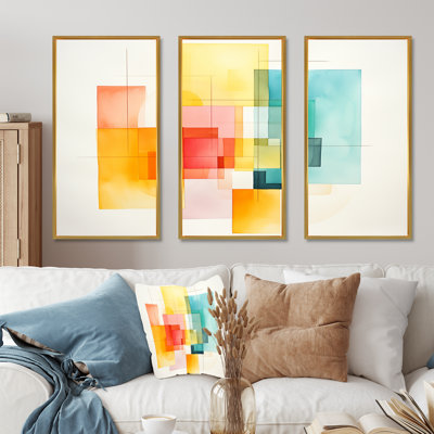 Motif de cubes multicolores I - art mural géométrique