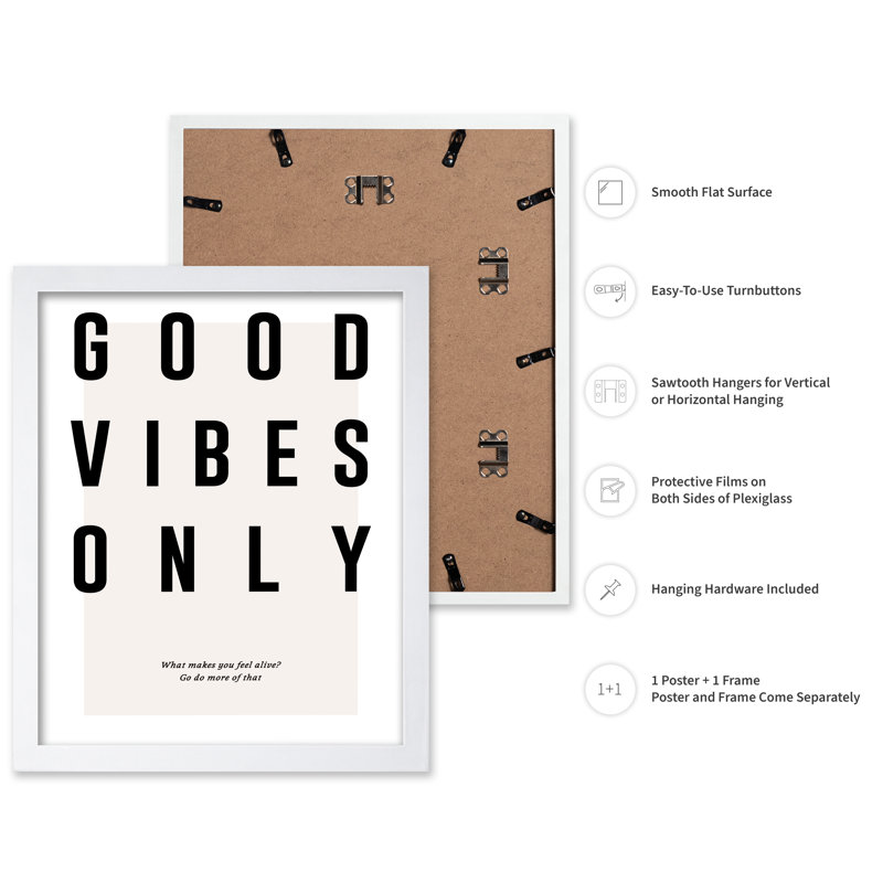 Good Vibes Only No2, Affiche, Encadrement blanc, H 16 po x l 20 po