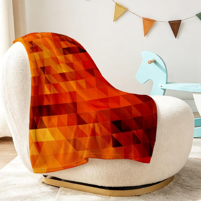 Jeté en flanelle dorée ultra douce, imprimé triangulaire recto, Throw 30" x 40"