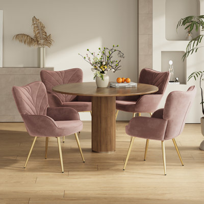Plush Velvet Upholstered Armchair with Metal Legs