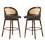 Tabouret de bar d'intérieur en bois, fini noyer avec revêtement, ensemble de 2