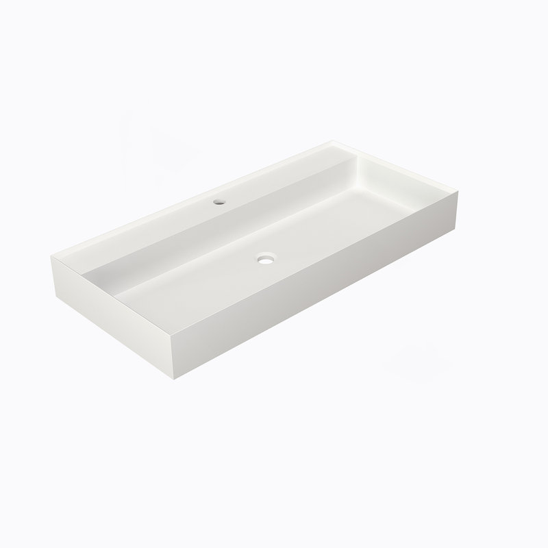 Lavabo de salle de bain à surface solide en pierre de pierre
