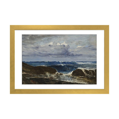 «Blue and Silver Blue Wave», Biarritz - reproduction d'art mural - papier d'art encadré