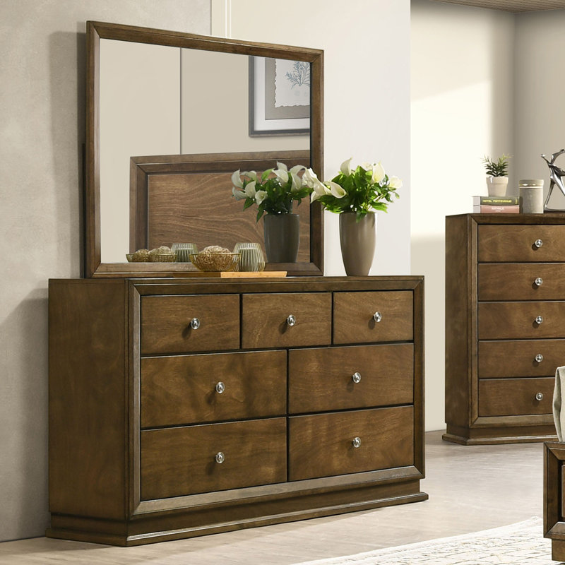 Commode 7 tiroirs avec miroir Jacqulyne
