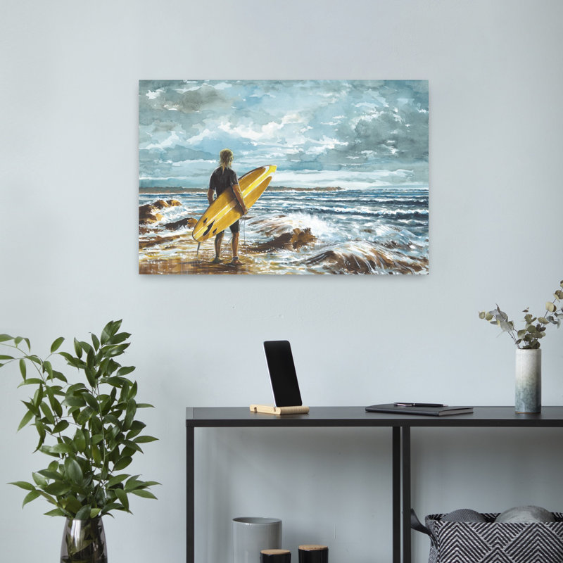 «One Last Ride», art abstrait paysage côtier, H 16 po x l 24 po