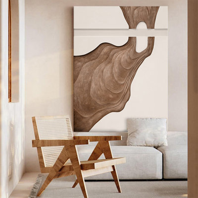 Wabi Sabi brun chaud, art mural abstrait pour le salon