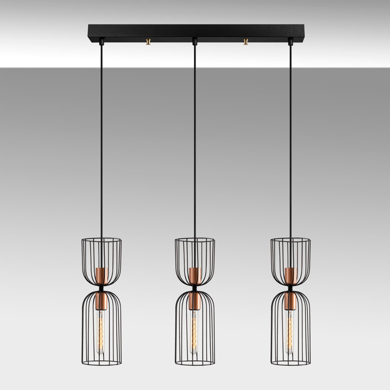 Luminaire suspendu géométrique à 3 lumières pour îlot de cuisine Chittenden