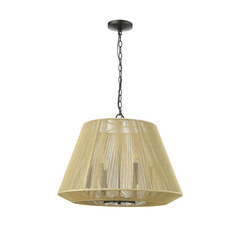 Luminaire suspendu unique en forme de dôme à 6 lumières Willeta, Noir mat