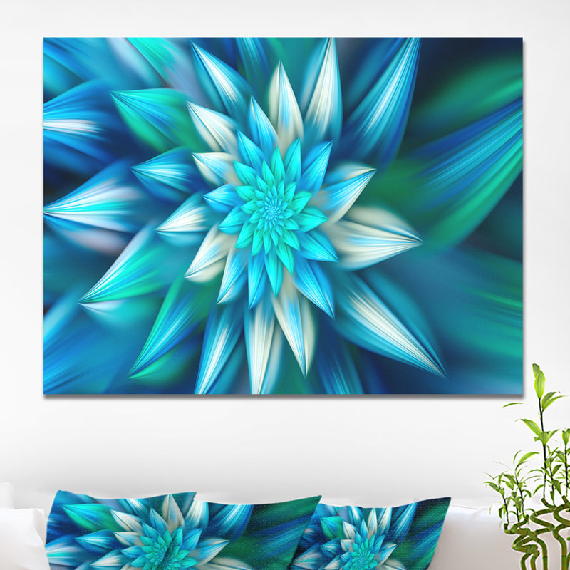 Huge Blue Fractal Flower Canvas Art Print