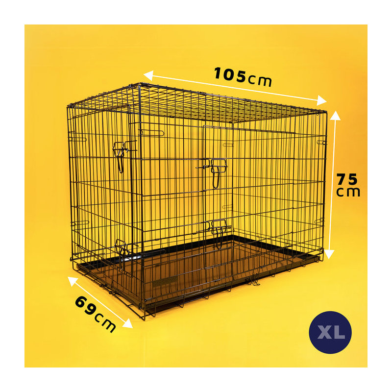 Dog Crate With Removable Tray, Extra Large (75cm H x 105cm W x 69cm D )