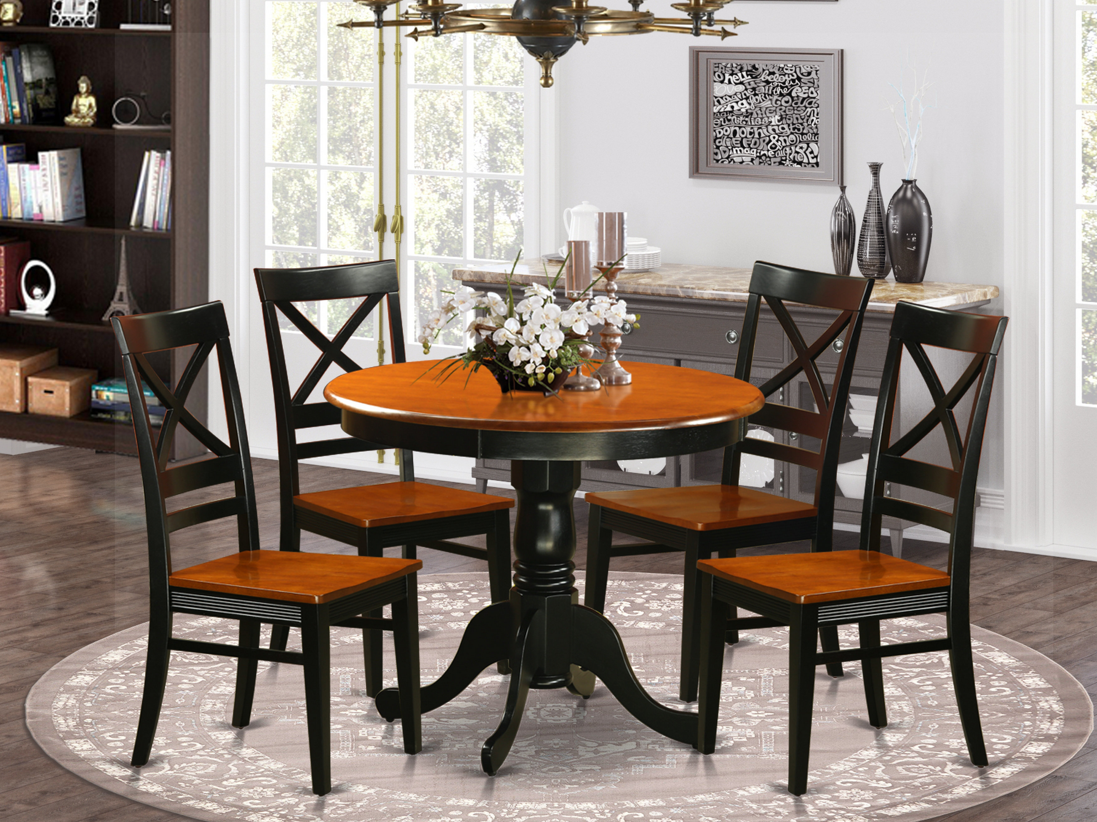 Charlton Home Stanger 5 - Piece Rubberwood Solid Wood Dining Set | Wayfair