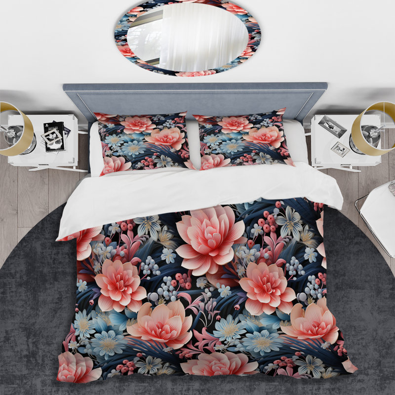 Ensemble de housse de couette Mystical Floral Pattern I, Housse de couette pour très grand lit et 2 très