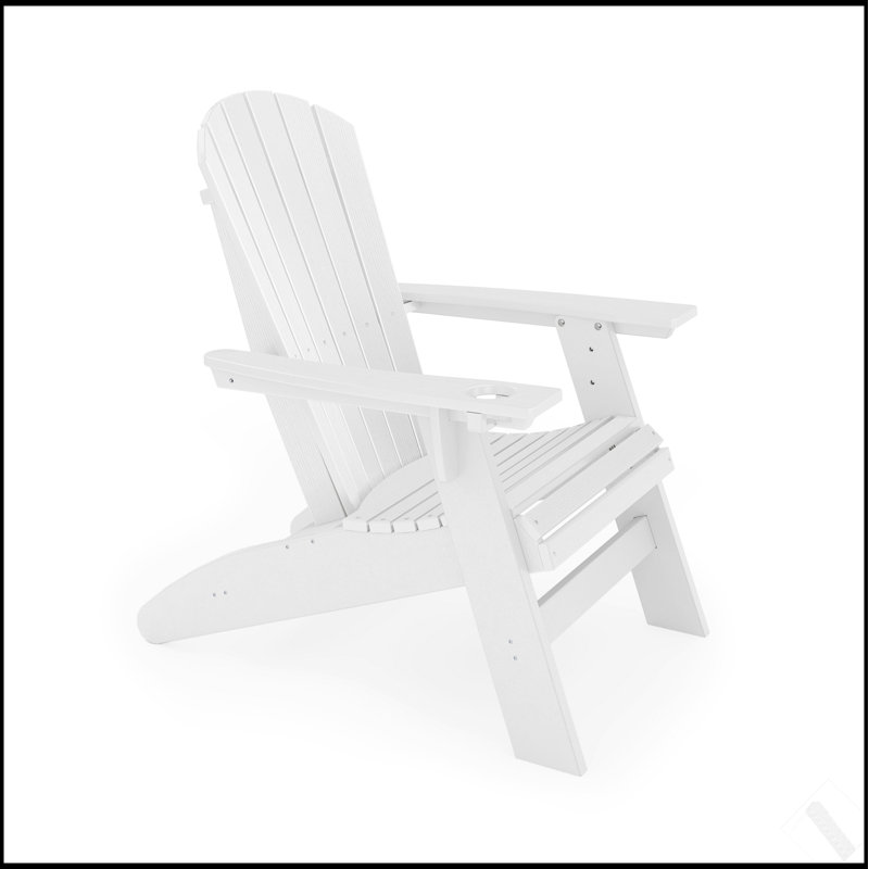 St. Simons Curved Back Adirondack Chair – Durable HDPE Poly Lumber For Outdoor Relaxation And Style, White