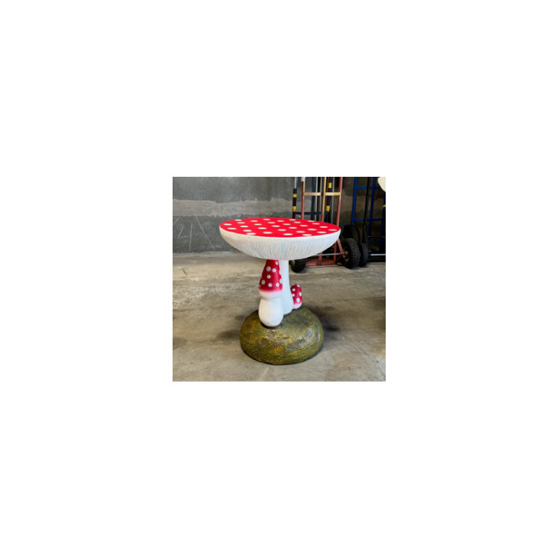 Statue de table d'appoint rouge surdimensionnée champignon