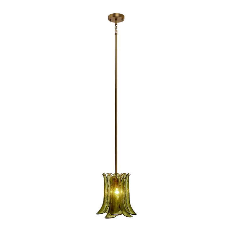Luminaire suspendu en verre soufflé 1 lumière, Green