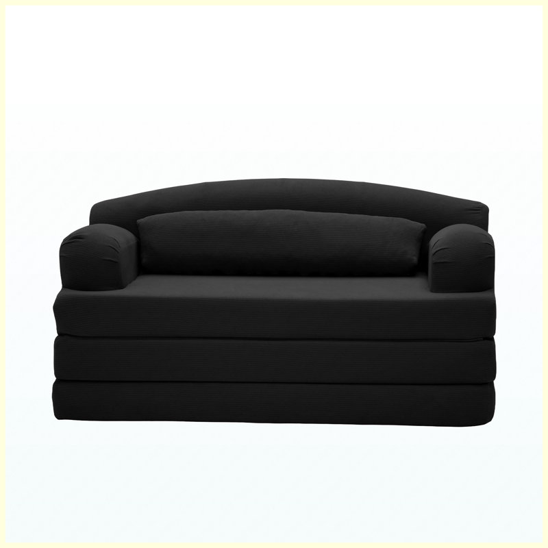 Causeuse convertible 2 places en velours côtelé Canapé-lit futon convertible (noir), L 57,09 po, Velours côtelé noir