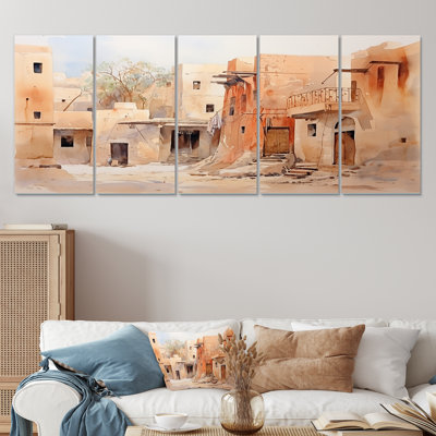 «Urban Village Sands Of Égypte I - Égypte», art mural 5 pièces pour le salon