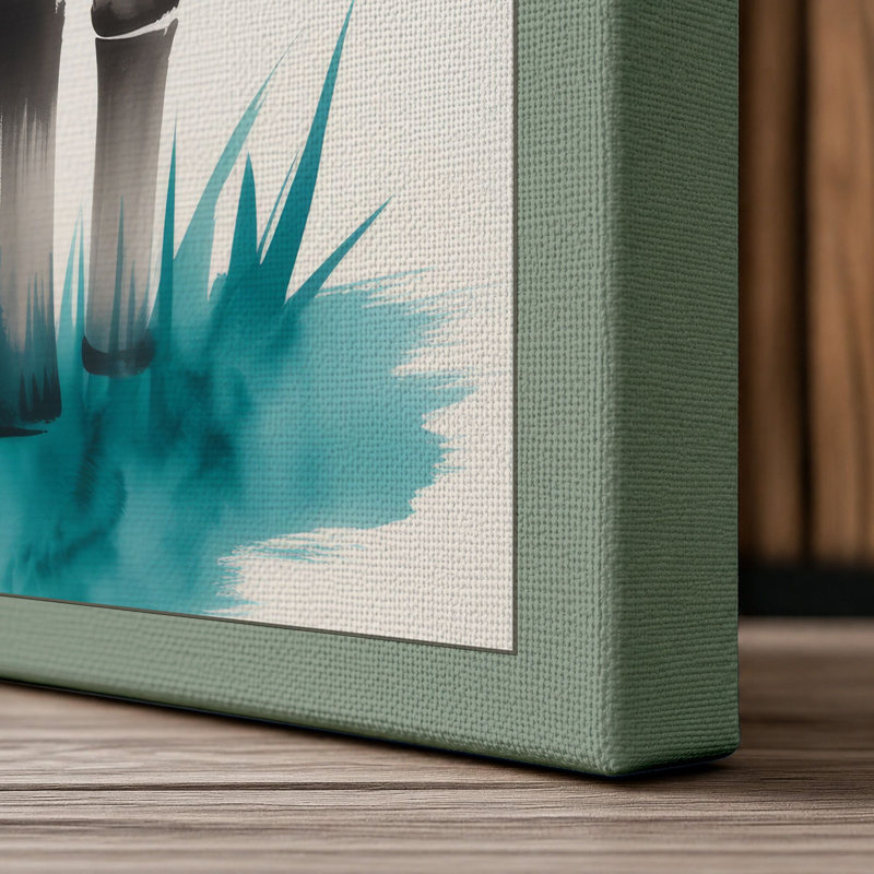 Bamboo in Mist Japandi - Wrapped Canvas, 30x20 - 76.2 x 50.8 cm, Sage Border