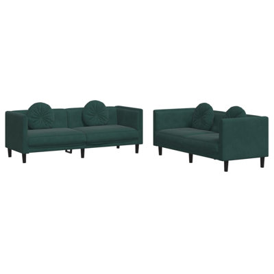  Ensemble de canapé en velours vert foncé (100% polyester), contreplaqué, bois massif