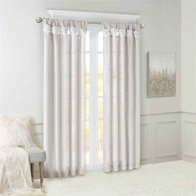 Twist Tab Lined Window Curtain Panel, 50" W x 108" L, Silver