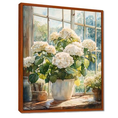 Hortensias dans la ferme serre II - hydrangées, art mural